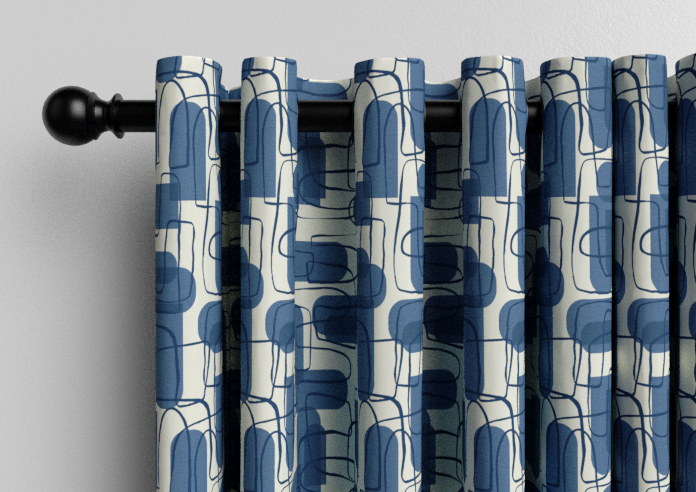 Meander, Navy - Made to Measure Curtains - Image 12